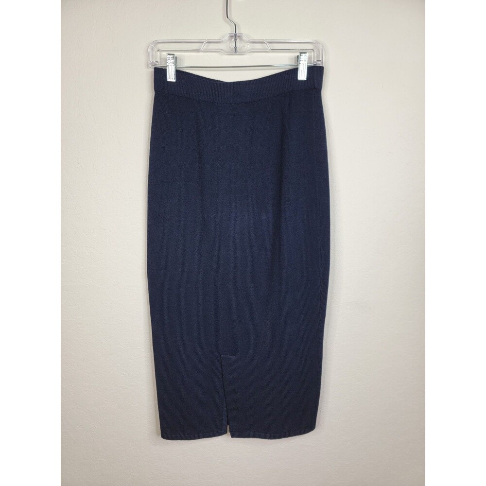 St. John Separates Navy Santana Knit Midi Skirt Size 8 Beautiful Made in USA - Picture 15 of 17